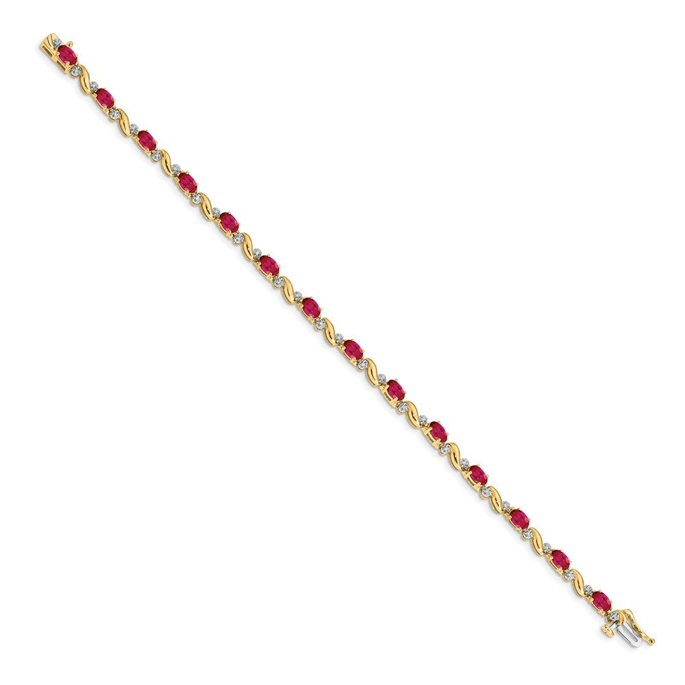 10K Gelbgold Diamant und Rubin Armband