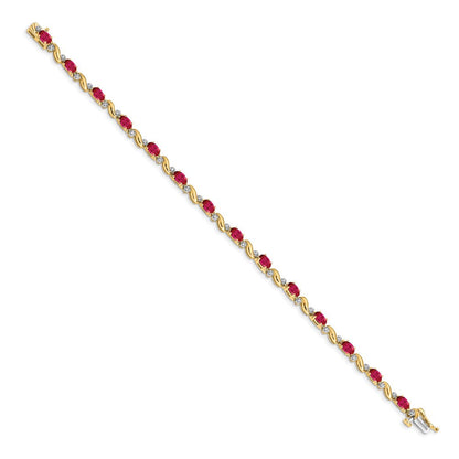 10K Gelbgold Diamant und Rubin Armband