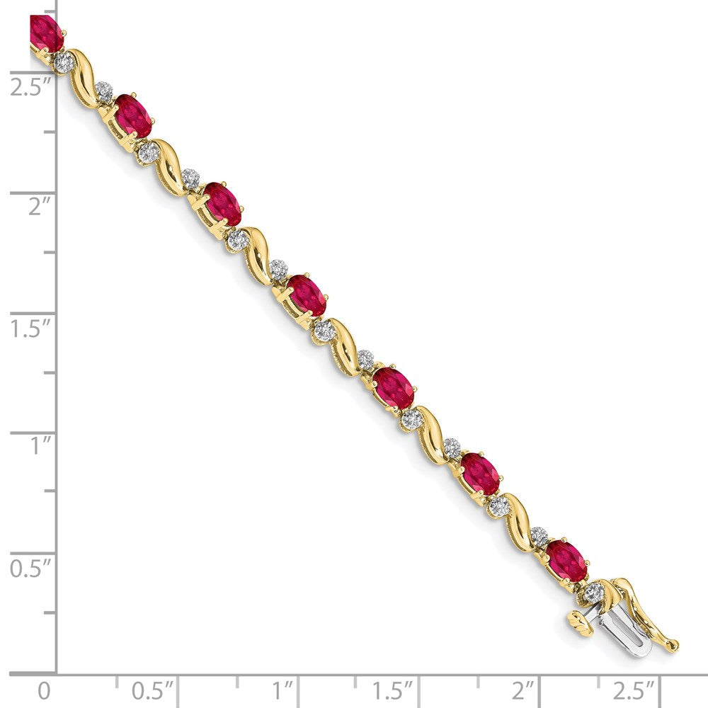 10K Gelbgold Diamant und Rubin Armband