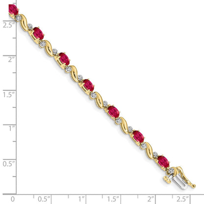 10K Gelbgold Diamant und Rubin Armband