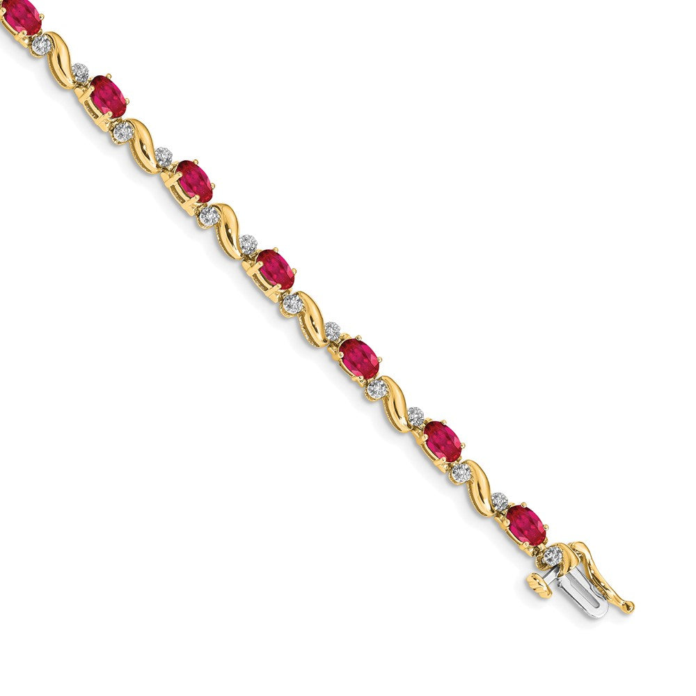 10K Gelbgold Diamant und Rubin Armband