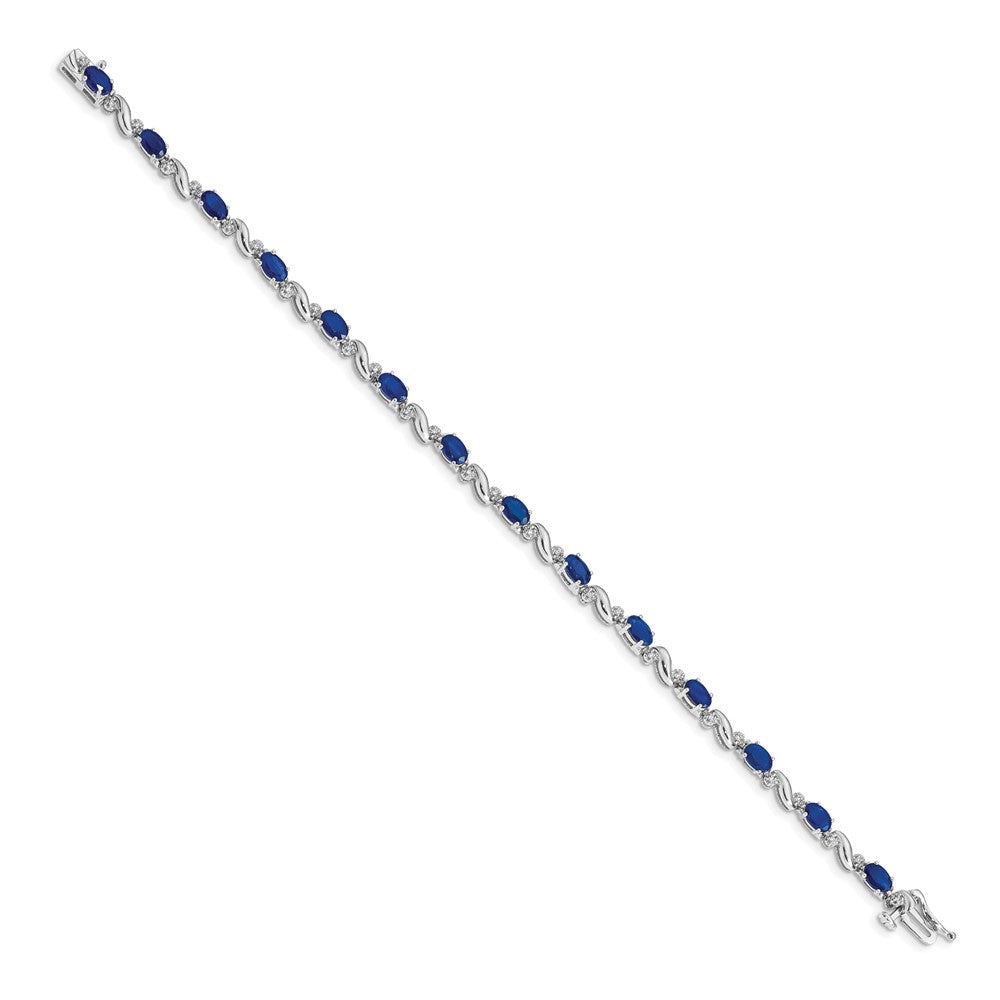10K Weißgold Diamant und Saphir Armband