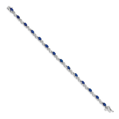 10K Weißgold Diamant und Saphir Armband