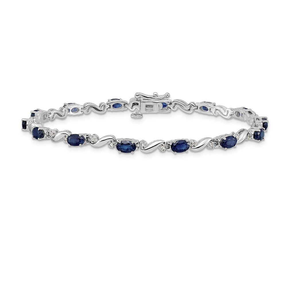 10K Weißgold Diamant und Saphir Armband