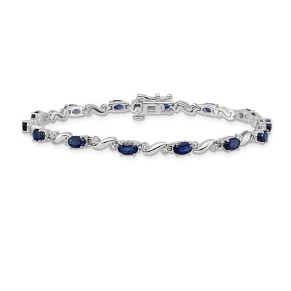 10K Weißgold Diamant und Saphir Armband