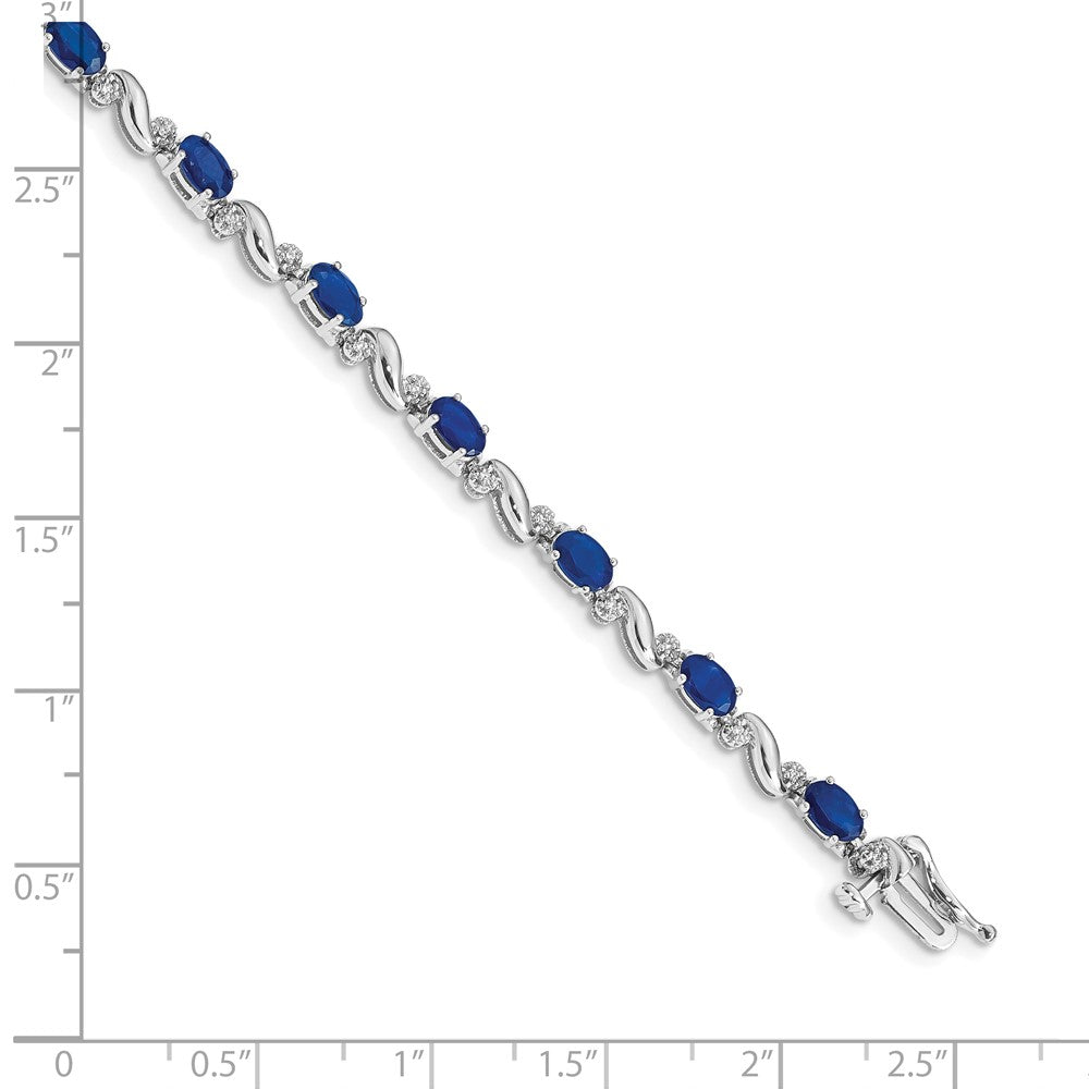 10K Weißgold Diamant und Saphir Armband