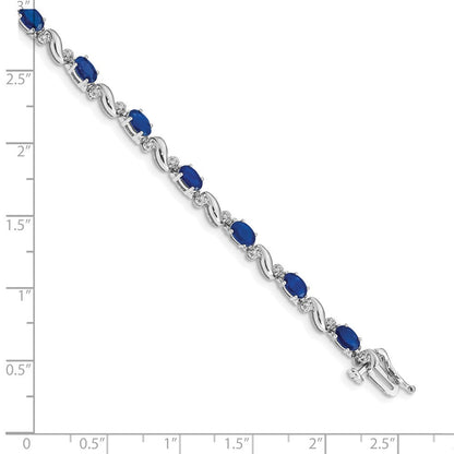 10K Weißgold Diamant und Saphir Armband