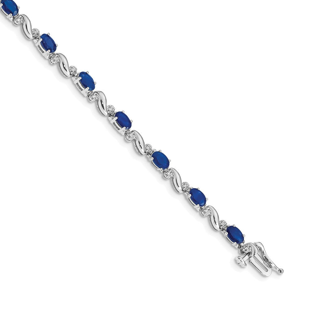 10K Weißgold Diamant und Saphir Armband