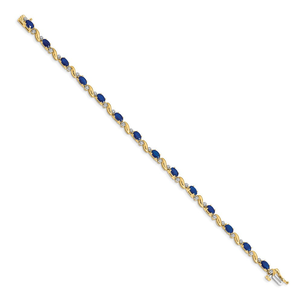 14-Karat-Gelbgold-Armband mit natürlichen Saphiren und Diamanten