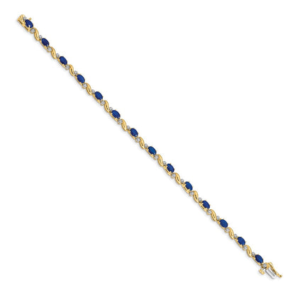14-Karat-Gelbgold-Armband mit natürlichen Saphiren und Diamanten