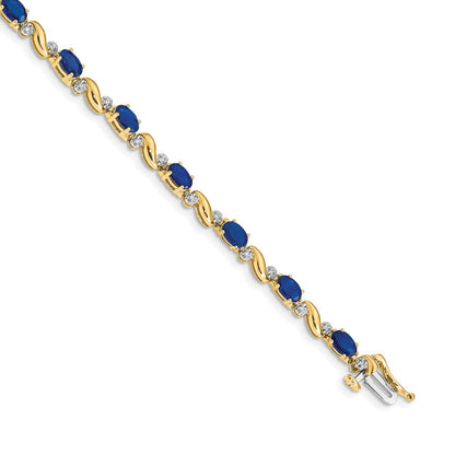 14-Karat-Gelbgold-Armband mit natürlichen Saphiren und Diamanten