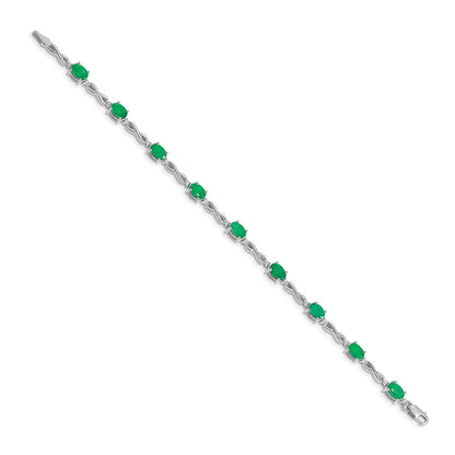 10K Weißgold Diamant und Smaragd Armband
