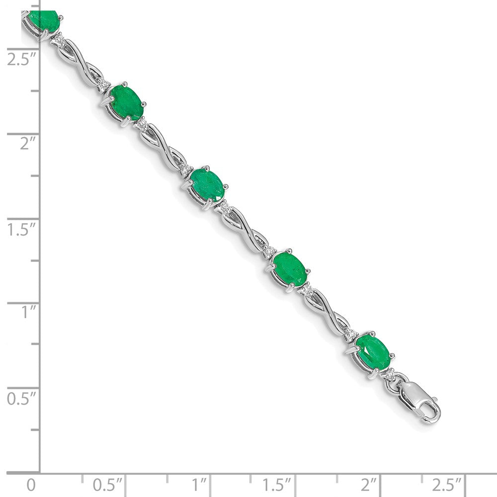 10K Weißgold Diamant und Smaragd Armband