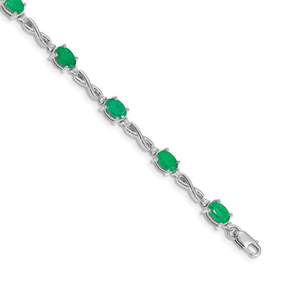 10K Weißgold Diamant und Smaragd Armband