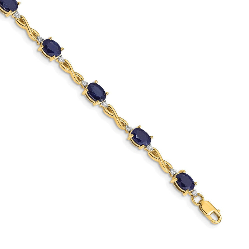 14K Gelbgold Armband mit natürlichen Saphiren und Diamanten