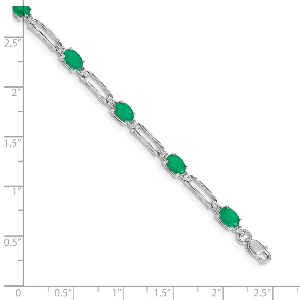 10K Weißgold Diamant und Smaragd Armband