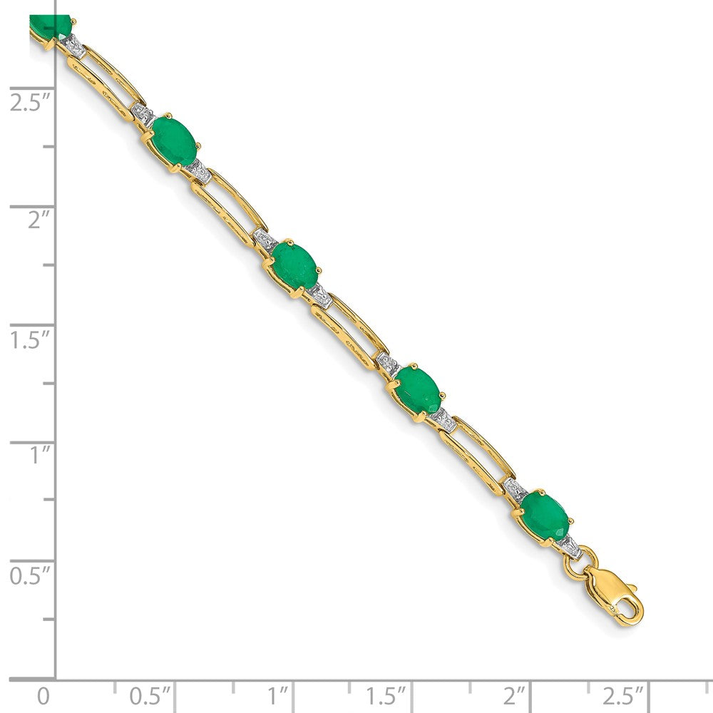 10K Gelbgold Diamant und Oval Smaragd Armband