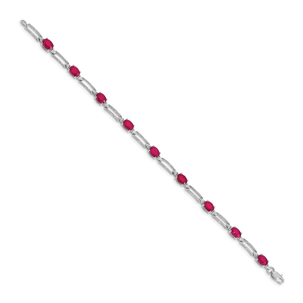 14 Karat Gelbgold-Armband mit natürlichen Rubinen und Diamanten