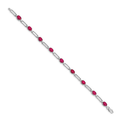 14 Karat Gelbgold-Armband mit natürlichen Rubinen und Diamanten