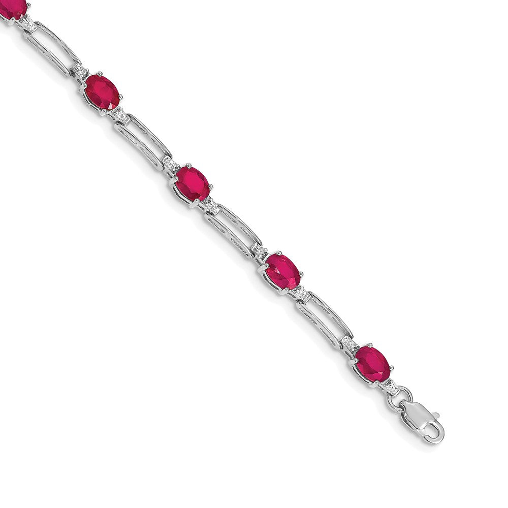 14 Karat Gelbgold-Armband mit natürlichen Rubinen und Diamanten
