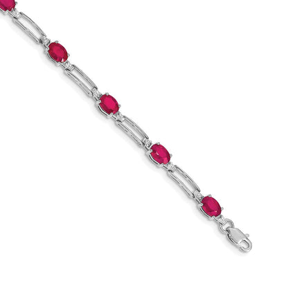 14 Karat Gelbgold-Armband mit natürlichen Rubinen und Diamanten