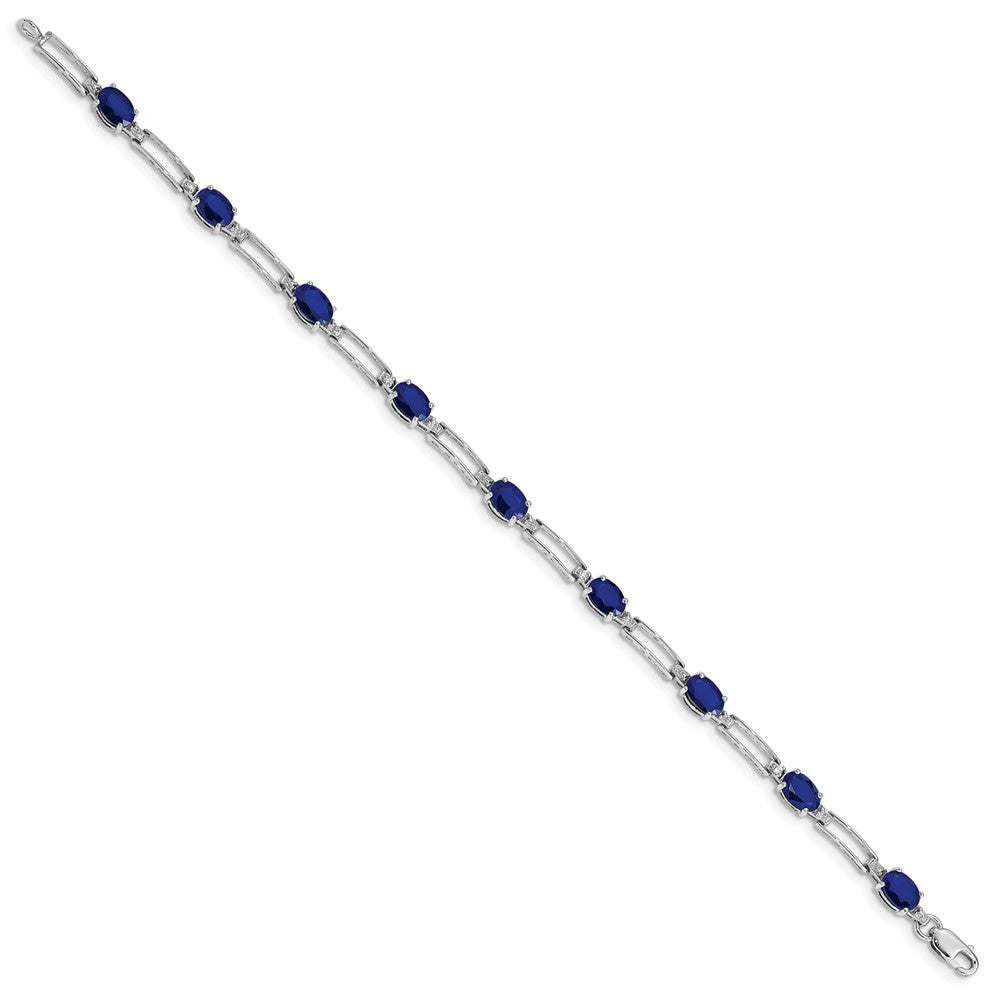 10K Weißgold Diamant und Saphir Armband