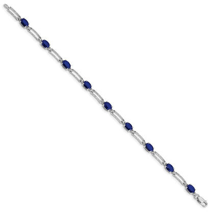 10K Weißgold Diamant und Saphir Armband