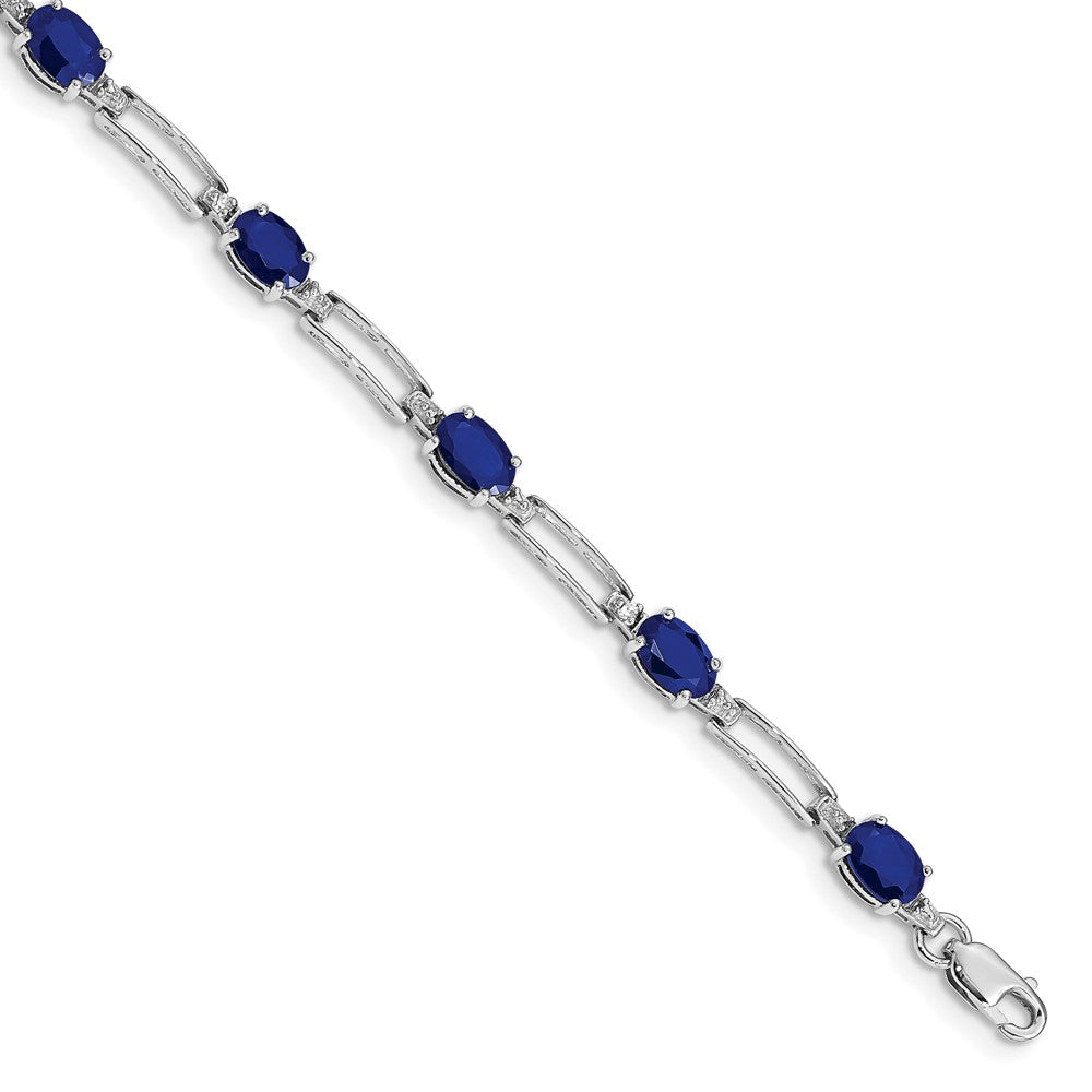 10K Weißgold Diamant und Saphir Armband