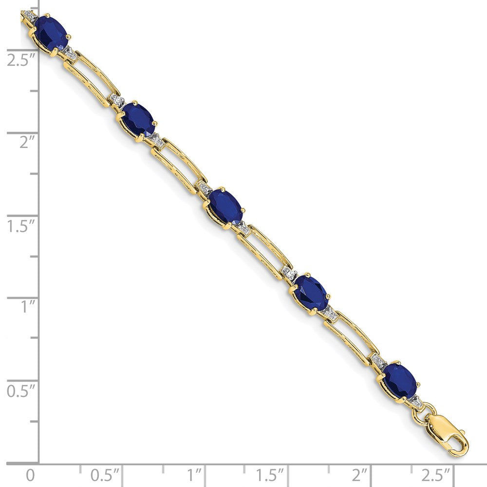 10K Gelbgold Diamant und Saphir Armband