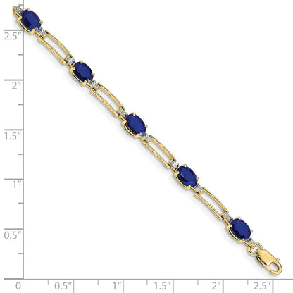 10K Gelbgold Diamant und Saphir Armband