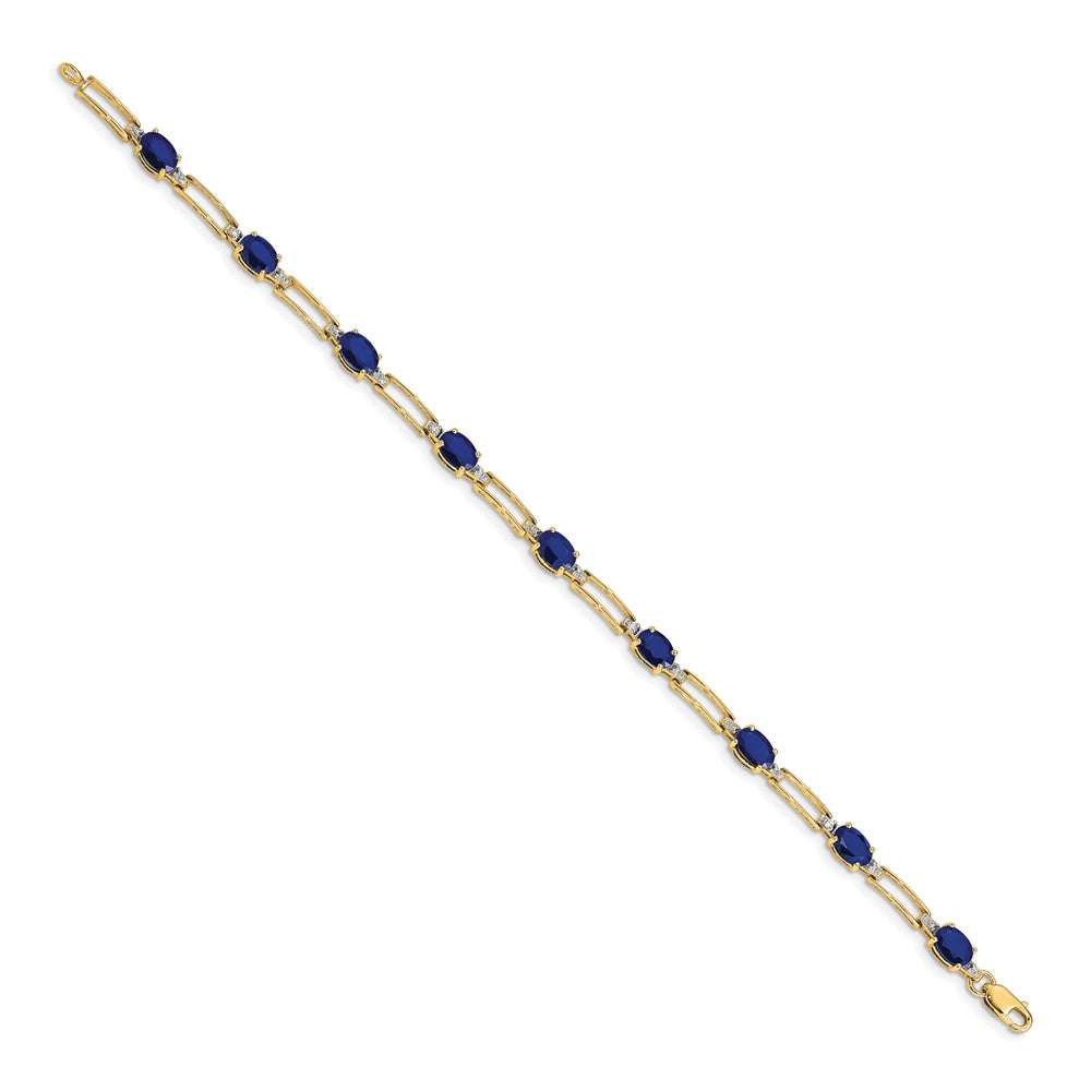14 Karat Gelbgold Armband mit natürlichen Saphiren und Diamanten