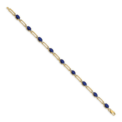 14 Karat Gelbgold Armband mit natürlichen Saphiren und Diamanten