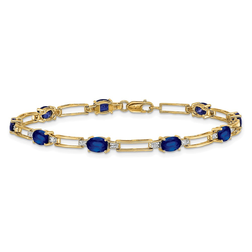 14 Karat Gelbgold Armband mit natürlichen Saphiren und Diamanten