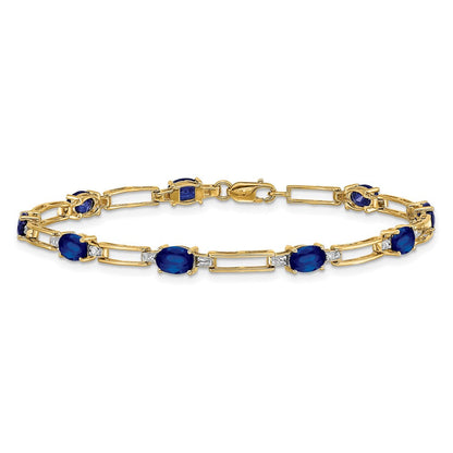14 Karat Gelbgold Armband mit natürlichen Saphiren und Diamanten