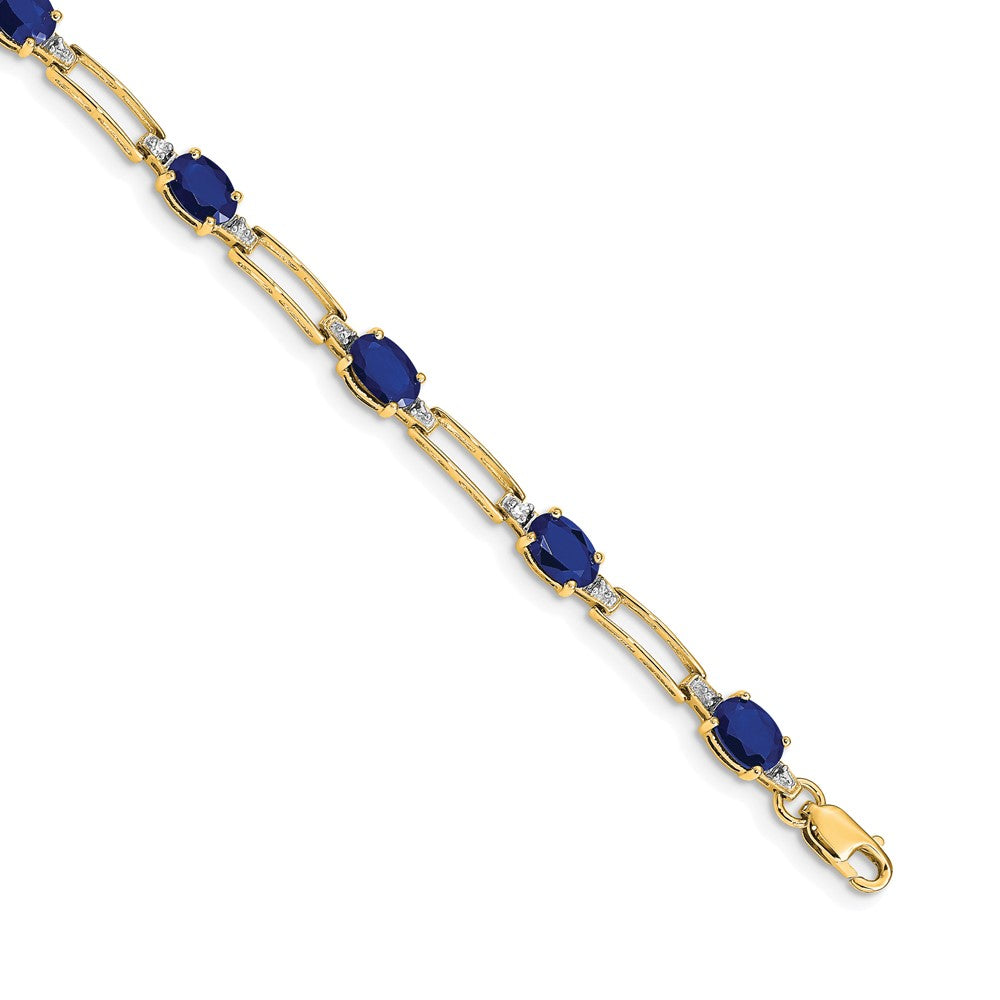 14 Karat Gelbgold Armband mit natürlichen Saphiren und Diamanten