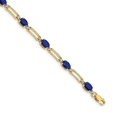 14 Karat Gelbgold Armband mit natürlichen Saphiren und Diamanten