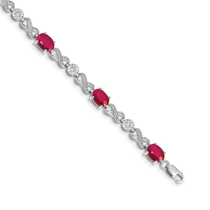 14K Gelbgold Armband „Infinity“ mit natürlichen Rubinen und Diamanten