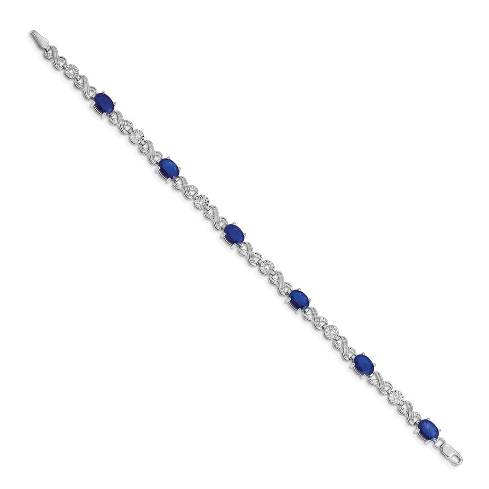 10K Weißgold Diamant und Saphir Unendlichkeit Armband