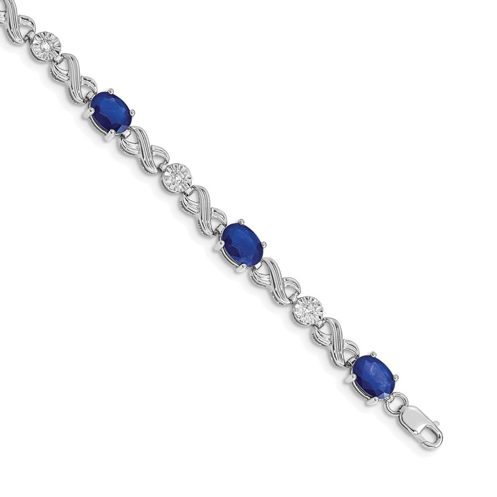 10K Weißgold Diamant und Saphir Unendlichkeit Armband