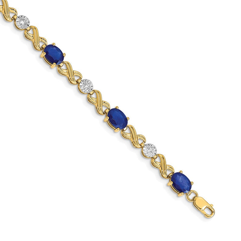 14K Gelbgold Armband mit natürlichen Saphiren und Diamanten im Infinity-Design