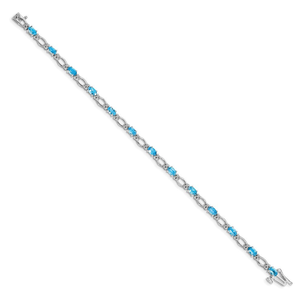 14K Gelbgold Armband mit Swiss Blue Topas und Diamant