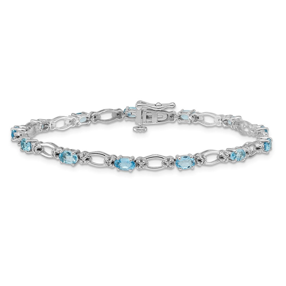 14K Gelbgold Armband mit Swiss Blue Topas und Diamant