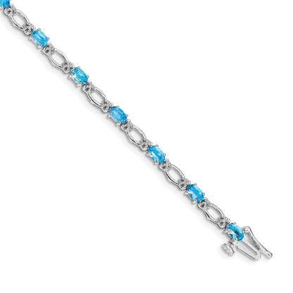 14K Gelbgold Armband mit Swiss Blue Topas und Diamant