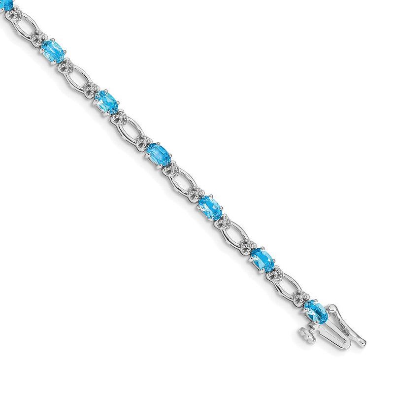 14K Gelbgold Armband mit Swiss Blue Topas und Diamant
