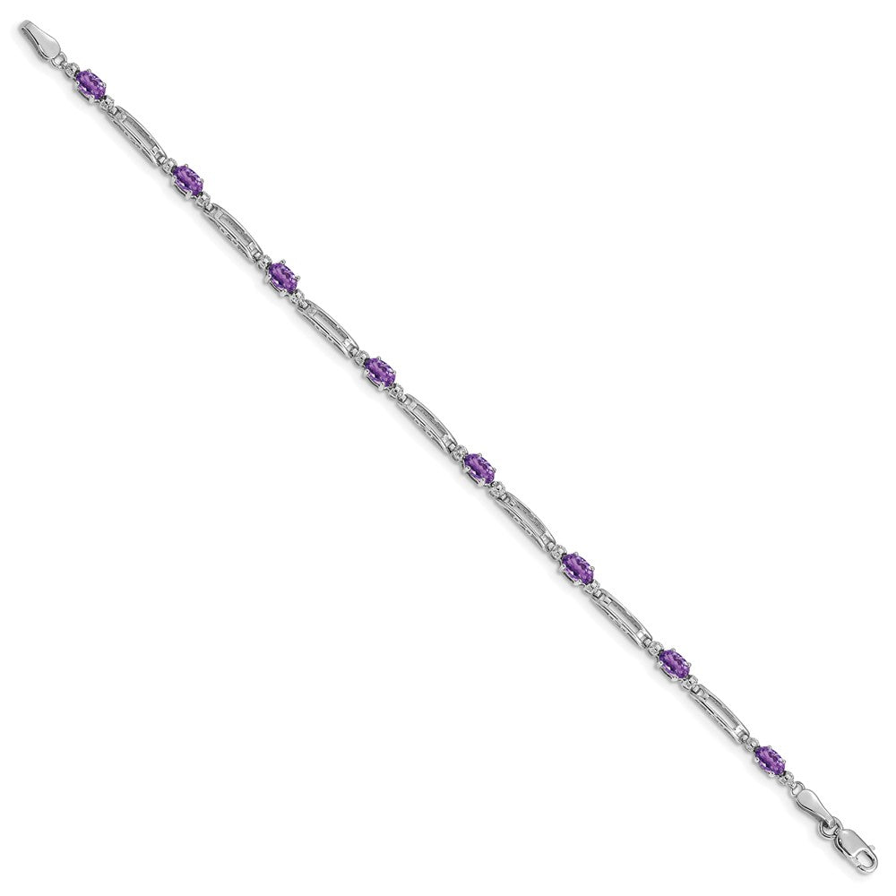 10K Weißgold Diamant und Amethyst Armband