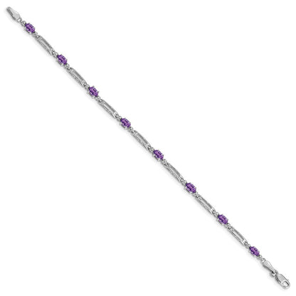 10K Weißgold Diamant und Amethyst Armband