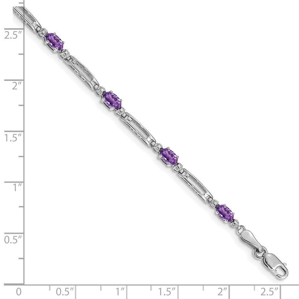 10K Weißgold Diamant und Amethyst Armband