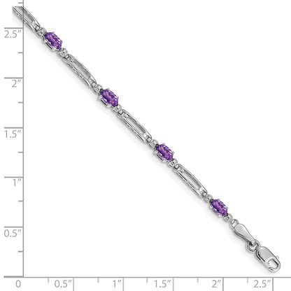 10K Weißgold Diamant und Amethyst Armband