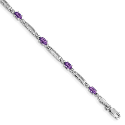 10K Weißgold Diamant und Amethyst Armband