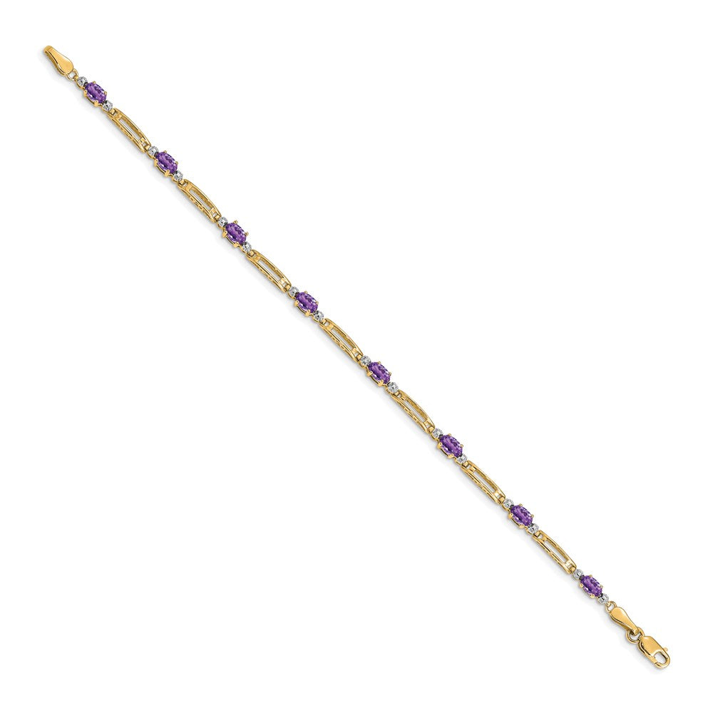 10K Gelbgold Diamant und Amethyst Armband